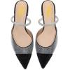imageFSJ Women Sexy Clear Pointed Toe Crystal Slingback Wedding Chunky Low Heel Slip On Fashion Rhinestone Strap Sandals Dress Party Office Shoes Size 415 USBlack