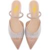 imageFSJ Women Sexy Clear Pointed Toe Crystal Slingback Wedding Chunky Low Heel Slip On Fashion Rhinestone Strap Sandals Dress Party Office Shoes Size 415 USLight Orange