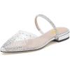 imageFSJ Women Sexy Clear Pointed Toe Crystal Slingback Wedding Chunky Low Heel Slip On Fashion Rhinestone Strap Sandals Dress Party Office Shoes Size 415 USSilver