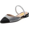 imageFSJ Women Sexy Clear Pointed Toe Crystal Slingback Wedding Chunky Low Heel Slip On Fashion Rhinestone Strap Sandals Dress Party Office Shoes Size 415 USBlack