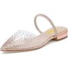 imageFSJ Women Sexy Clear Pointed Toe Crystal Slingback Wedding Chunky Low Heel Slip On Fashion Rhinestone Strap Sandals Dress Party Office Shoes Size 415 USPink