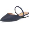 imageFSJ Women Sexy Clear Pointed Toe Crystal Slingback Wedding Chunky Low Heel Slip On Fashion Rhinestone Strap Sandals Dress Party Office Shoes Size 415 USNavy Blue