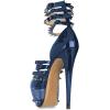 imageFSJ Women Sexy Studded Rivets Glossy Peep Toe Platform Sandals Stiletto Ultra High Heel Ankle Strap Party Prom Evening Dress Ladies Shoes Size 415 USBlue