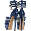 imageFSJ Women Sexy Studded Rivets Glossy Peep Toe Platform Sandals Stiletto Ultra High Heel Ankle Strap Party Prom Evening Dress Ladies Shoes Size 415 USBlue