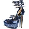 imageFSJ Women Sexy Studded Rivets Glossy Peep Toe Platform Sandals Stiletto Ultra High Heel Ankle Strap Party Prom Evening Dress Ladies Shoes Size 415 USBlue