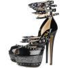 imageFSJ Women Sexy Studded Rivets Glossy Peep Toe Platform Sandals Stiletto Ultra High Heel Ankle Strap Party Prom Evening Dress Ladies Shoes Size 415 USBlack