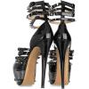 imageFSJ Women Sexy Studded Rivets Glossy Peep Toe Platform Sandals Stiletto Ultra High Heel Ankle Strap Party Prom Evening Dress Ladies Shoes Size 415 USBlack