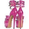 imageFSJ Women Sexy Studded Rivets Glossy Peep Toe Platform Sandals Stiletto Ultra High Heel Ankle Strap Party Prom Evening Dress Ladies Shoes Size 415 USFuchsia