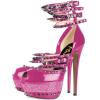 imageFSJ Women Sexy Studded Rivets Glossy Peep Toe Platform Sandals Stiletto Ultra High Heel Ankle Strap Party Prom Evening Dress Ladies Shoes Size 415 USFuchsia