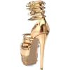 imageFSJ Women Sexy Studded Rivets Glossy Peep Toe Platform Sandals Stiletto Ultra High Heel Ankle Strap Party Prom Evening Dress Ladies Shoes Size 415 USGold