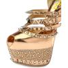 imageFSJ Women Sexy Studded Rivets Glossy Peep Toe Platform Sandals Stiletto Ultra High Heel Ankle Strap Party Prom Evening Dress Ladies Shoes Size 415 USGold