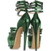 imageFSJ Women Sexy Studded Rivets Glossy Peep Toe Platform Sandals Stiletto Ultra High Heel Ankle Strap Party Prom Evening Dress Ladies Shoes Size 415 USGreen