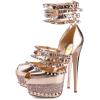 imageFSJ Women Sexy Studded Rivets Glossy Peep Toe Platform Sandals Stiletto Ultra High Heel Ankle Strap Party Prom Evening Dress Ladies Shoes Size 415 USRose Gold