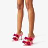 imageFSJ Women Sexy Two Bows Open Toe Mules Stiletto High Heel Slip On Party Evening Prom Dress Slides SandalsPink Velvet