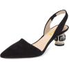 imageFSJ Women Fashion Low Kitten Heels Pumps Pointed Toe Slingback Sandals Comfy Wedding Party Sexy Dress Shoes Size 415 USBlack Crystal