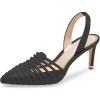 imageFSJ Women Fashion Low Kitten Heels Pumps Pointed Toe Slingback Sandals Comfy Wedding Party Sexy Dress Shoes Size 415 USBlack Strap