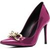 imageFSJ Women Fashion Pointed Toe Stilleto Heels Dress Pumps Metal Chain Slip On Wide Width High Heel Pumps Evening Party Shoes Size 415 USViolet
