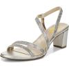 imageFSJ Women Rhinestone Embellished Strappy Heeled Sandal Open Toe Low Block Heels Comfortable Bridal Dress Wedding Shoes Size 415 USSilver
