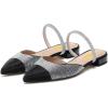 imageFSJ Women Sexy Clear Pointed Toe Crystal Slingback Wedding Chunky Low Heel Slip On Fashion Rhinestone Strap Sandals Dress Party Office Shoes Size 415 USBlack