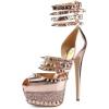 imageFSJ Women Sexy Studded Rivets Glossy Peep Toe Platform Sandals Stiletto Ultra High Heel Ankle Strap Party Prom Evening Dress Ladies Shoes Size 415 USRose Gold