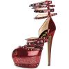 imageFSJ Women Sexy Studded Rivets Glossy Peep Toe Platform Sandals Stiletto Ultra High Heel Ankle Strap Party Prom Evening Dress Ladies Shoes Size 415 USRed