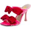 imageFSJ Women Sexy Two Bows Open Toe Mules Stiletto High Heel Slip On Party Evening Prom Dress Slides SandalsPink Velvet