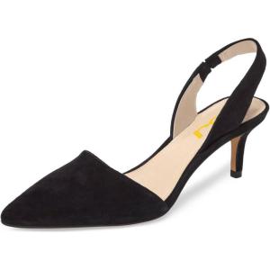 imageFSJ Women Fashion Low Kitten Heels Pumps Pointed Toe Slingback Sandals Comfy Wedding Party Sexy Dress Shoes Size 415 USBlack