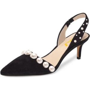 imageFSJ Women Fashion Low Kitten Heels Pumps Pointed Toe Slingback Sandals Comfy Wedding Party Sexy Dress Shoes Size 415 USBlackpearl