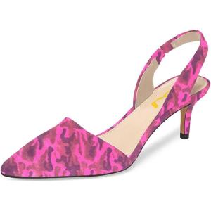 imageFSJ Women Fashion Low Kitten Heels Pumps Pointed Toe Slingback Sandals Comfy Wedding Party Sexy Dress Shoes Size 415 USFuchsia Camo
