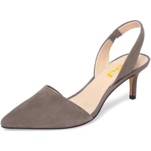 imageFSJ Women Fashion Low Kitten Heels Pumps Pointed Toe Slingback Sandals Comfy Wedding Party Sexy Dress Shoes Size 415 USGrey
