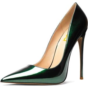 imageFSJ Women Formal Pointed Toe Pumps High Heel Sexy Stilettos Slip On Office Cute Evening Dress Shoes Size 415 USForest Green