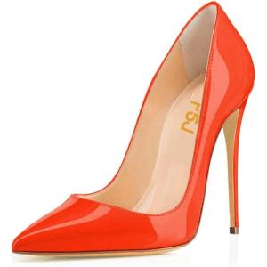 imageFSJ Women Formal Pointed Toe Pumps High Heel Sexy Stilettos Slip On Office Cute Evening Dress Shoes Size 415 USOrange