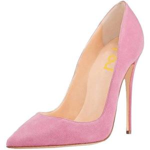 imageFSJ Women Formal Pointed Toe Pumps High Heel Sexy Stilettos Slip On Office Cute Evening Dress Shoes Size 415 USPinksuede
