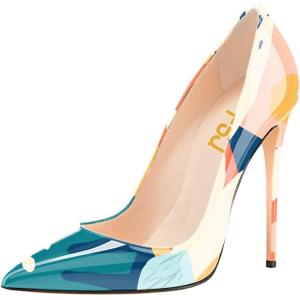 imageFSJ Women Formal Pointed Toe Pumps High Heel Sexy Stilettos Slip On Office Cute Evening Dress Shoes Size 415 USPrinting