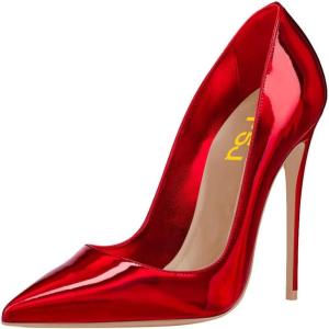 imageFSJ Women Formal Pointed Toe Pumps High Heel Sexy Stilettos Slip On Office Cute Evening Dress Shoes Size 415 USRedmirror