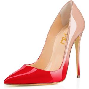 imageFSJ Women Formal Pointed Toe Pumps High Heel Sexy Stilettos Slip On Office Cute Evening Dress Shoes Size 415 USRednude