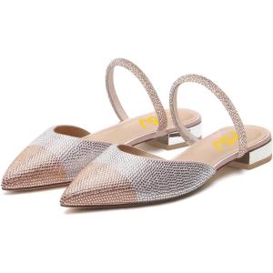 imageFSJ Women Sexy Clear Pointed Toe Crystal Slingback Wedding Chunky Low Heel Slip On Fashion Rhinestone Strap Sandals Dress Party Office Shoes Size 415 USLight Orange