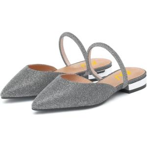 imageFSJ Women Sexy Clear Pointed Toe Crystal Slingback Wedding Chunky Low Heel Slip On Fashion Rhinestone Strap Sandals Dress Party Office Shoes Size 415 USGrey