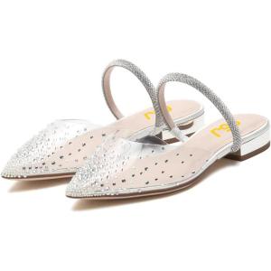 imageFSJ Women Sexy Clear Pointed Toe Crystal Slingback Wedding Chunky Low Heel Slip On Fashion Rhinestone Strap Sandals Dress Party Office Shoes Size 415 USSilver