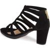 imageFSJ Women Chunky Mid High Heel Sandals Open Toe TStrap Pumps Cutout Dress Party Prom Office Strappy Shoes Elastic Back Zipper Size 415 USBlack