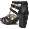 imageFSJ Women Chunky Mid High Heel Sandals Open Toe TStrap Pumps Cutout Dress Party Prom Office Strappy Shoes Elastic Back Zipper Size 415 USBlack Matte Leather
