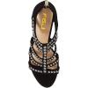 imageFSJ Women Chunky Mid High Heel Sandals Open Toe TStrap Pumps Cutout Dress Party Prom Office Strappy Shoes Elastic Back Zipper Size 415 USBlack Studded