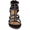 imageFSJ Women Chunky Mid High Heel Sandals Open Toe TStrap Pumps Cutout Dress Party Prom Office Strappy Shoes Elastic Back Zipper Size 415 USBlack Studded