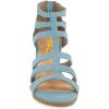 imageFSJ Women Chunky Mid High Heel Sandals Open Toe TStrap Pumps Cutout Dress Party Prom Office Strappy Shoes Elastic Back Zipper Size 415 USBlue