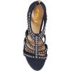 imageFSJ Women Chunky Mid High Heel Sandals Open Toe TStrap Pumps Cutout Dress Party Prom Office Strappy Shoes Elastic Back Zipper Size 415 USBlue Black