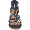 imageFSJ Women Chunky Mid High Heel Sandals Open Toe TStrap Pumps Cutout Dress Party Prom Office Strappy Shoes Elastic Back Zipper Size 415 USBlue Black