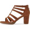imageFSJ Women Chunky Mid High Heel Sandals Open Toe TStrap Pumps Cutout Dress Party Prom Office Strappy Shoes Elastic Back Zipper Size 415 USBrown