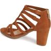 imageFSJ Women Chunky Mid High Heel Sandals Open Toe TStrap Pumps Cutout Dress Party Prom Office Strappy Shoes Elastic Back Zipper Size 415 USBrown