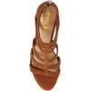 imageFSJ Women Chunky Mid High Heel Sandals Open Toe TStrap Pumps Cutout Dress Party Prom Office Strappy Shoes Elastic Back Zipper Size 415 USBrown