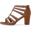 imageFSJ Women Chunky Mid High Heel Sandals Open Toe TStrap Pumps Cutout Dress Party Prom Office Strappy Shoes Elastic Back Zipper Size 415 USBrown Studded